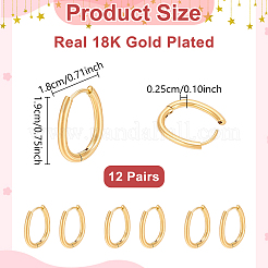 12 Pairs 202 Stainless Steel Huggie Oval Hoop Earrings&nbsp;EJEW-UN0003-37