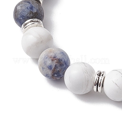 8mm Round Natural Howlite & Blue Spot Jasper Beaded Stretch Bracelets for Women&nbsp;BJEW-TA00529