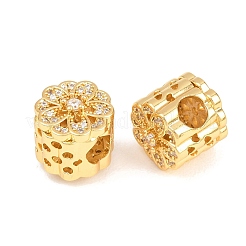 Brass Micro Pave Clear Cubic Zirconia European Beads&nbsp;ZIRC-F148-10G