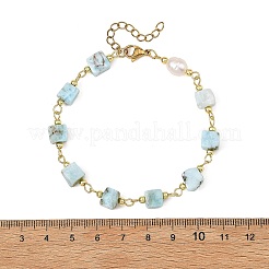 Natural Larimar Square Beaded Chain Bracelets for Women&nbsp;BJEW-JB14478