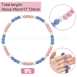 1Pc Polymer Clay Rhinestone Round Beaded Stretch Necklaces&nbsp;NJEW-SP0001-14I