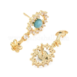 Brass Pave Cubic Zirconia Stud Earring Findings&nbsp;KK-C172-15G