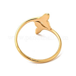 Ion Plating(IP) 201 Stainless Steel Double Whale Tail Finger Ring for Women&nbsp;RJEW-G266-11G