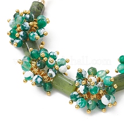 Natural Fire Crackle Agate & Canadian Jade Beads Link Bracelets&nbsp;BJEW-JB12164-02