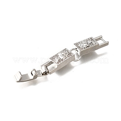 Brass Micro Pave Clear Cubic Zirconia Fold Over Clasps&nbsp;KK-R222-03P