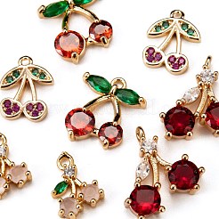 8Pcs Brass Micro Pave Clear Cubic Zirconia Charms&nbsp;KK-LS0001-38