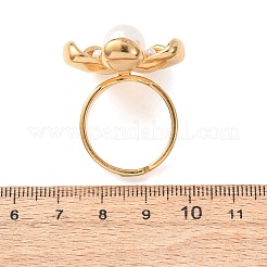 304 Stainless Steel Shell Beads Cuff Open Rings for Women&nbsp;RJEW-E301-01E