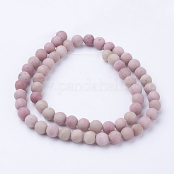 Frosted Natural Rhodonite Round Bead Strands&nbsp;G-G735-09F-6mm