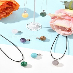 DIY Natural & Synthetic Gemstone Round Pendant & Waxed Cord Pendant Necklace Making Kits&nbsp;DIY-FS0008-47