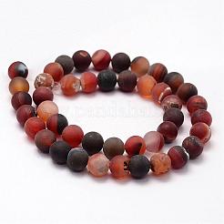 Frosted Natural Agate Beads Strands&nbsp;G-F365-6mm-01