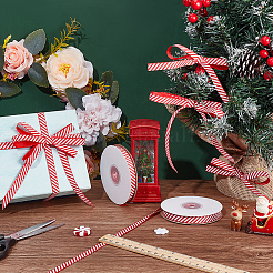 25 Yards Christmas Striped Polyester Grosgrain Ribbon&nbsp;OCOR-WH0090-96