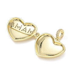 Mother's Day Brass Micro Pave Clear Cubic Zirconia Locket Pendants&nbsp;KK-CBA56EF-02G