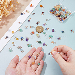 84Pcs 7 Colors Natural Gemstone Pendants&nbsp;PALLOY-FH00155