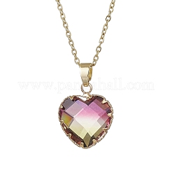 2Pcs 2 Styles Teardrop Heart K9 Glass Imitation Tourmaline Pendant Necklaces Sets&nbsp;NJEW-JN05188-01