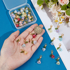 36Pcs 9 Styles Lily Acrylic Locking Stitch Marker&nbsp;HJEW-PH02064
