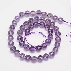 Natural Amethyst Round Bead Strands&nbsp;G-L411-01-8mm