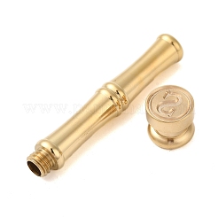 Golden Tone Brass Wax Seal Stamp Head with Bamboo Stick Shaped Handle&nbsp;LS-STAM-K001-05G-S