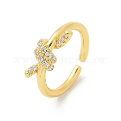 Brass Micro Pave Clear Cubic Zirconia Open Cuff Rings&nbsp;RJEW-G336-01G