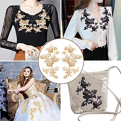 2 Pairs 3D Flower Polyester Embroidery Sew on Appliques&nbsp;DIY-GF0013-15