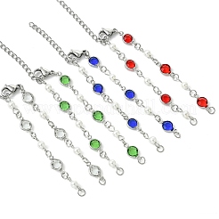 304 Stainless Steel & Glass & Shell Pearl Flat Round Link Bracelet Making&nbsp;AJEW-JB01634