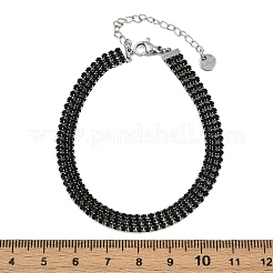 304 Stainless Steel Rhinestone Cup Chain Bracelets for Women&nbsp;BJEW-Z143-23P-02