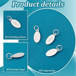 6Pcs 925 Sterling Silver Oval Charms&nbsp;STER-PH0002-48