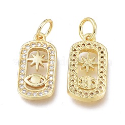 Brass Micro Pave Clear Cubic Zirconia Charms&nbsp;ZIRC-L076-053G