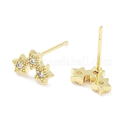 Brass Micro Pave Clear Cubic Zirconia Studs Earring for Women&nbsp;EJEW-S217-F06