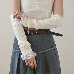 2 Pairs 2 Colors Acrylic Fibers Long Mesh Lace Gloves&nbsp;AJEW-CN0006-66
