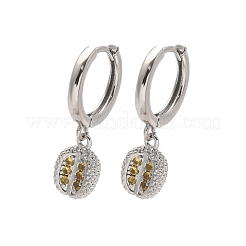 Brass Cubic Zirconia Hoop Earrings&nbsp;EJEW-Q015-01P-D