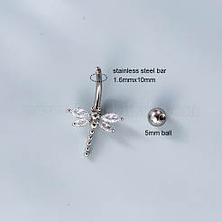 316L Surgical Stainless Steel Clear Cubic Zirconia Curved Barbell Belly Rings&nbsp;WG7644D-07