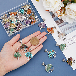 28Pcs 14 Styles Mixed Gemstone Chip European Dangle Charms&nbsp;PALLOY-AB00058