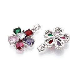 Brass Micro Pave Cubic Zirconia Pendants&nbsp;KK-T072-57P