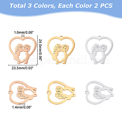 6Pcs 3 Colors 304 Stainless Steel Pendants&nbsp;STAS-UN0030-37