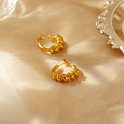 304 Stainless Steel C Shaped Spring Design Stud Earrings&nbsp;FA3062-1