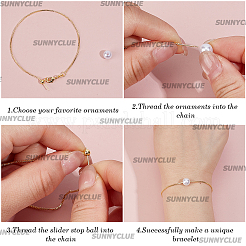 12Pcs 1MM Brass Box Chain Adjustable Slider Bracelets&nbsp;KK-SC0007-32G