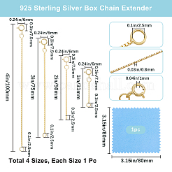 4Pcs 4 Style 925 Sterling Silver Box Chain Extender&nbsp;STER-BBC0007-17G