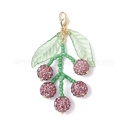 Glass Seed Beaded & Polymer Clay Rhinestone Fruit Pendant Decorations&nbsp;HJEW-TA00385-04