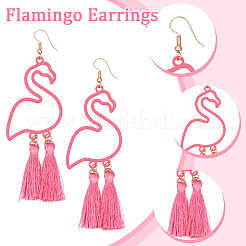 3 Pairs 3 Colors Alloy Flamingo Chandelier Earrings&nbsp;EJEW-AN0004-43
