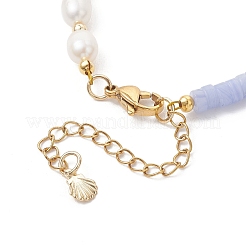 Synthetic Blue Lace Agate & Cultured Freshwater Pearl Beaded Bracelets for Women&nbsp;BJEW-JB13249-01