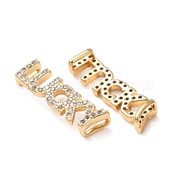 Brass Micro Pave Clear Cubic Zirconia Word LUCKY Links Connector Charms&nbsp;KK-K002-32A-G