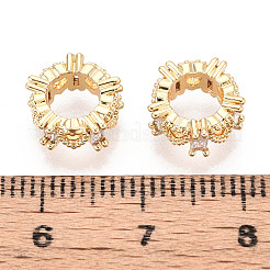 Brass Micro Pave Clear Cubic Zirconia European Beads&nbsp;KK-N275-06G