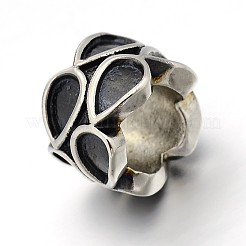 Retro 304 Stainless Steel Big Hole Column Carved Drop Beads&nbsp;STAS-E086-21AS