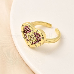 Brass Micro Pave Cubic Zirconia Cuff Rings for Women&nbsp;RJEW-F188-05G