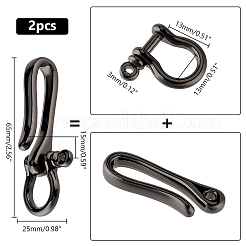 2Pcs Brass Shackle Clasps with Brass S Hook Clasps&nbsp;KK-PH0006-13