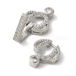 Brass Pave Clear Cubic Zirconia Fold Over Clasps&nbsp;KK-M320-21P