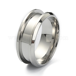 201 Stainless Steel Grooved Finger Ring Settings&nbsp;STAS-WH0029-52B-P