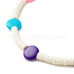Handmade Polymer Clay Heishi Beaded Necklace with Flat Round for Women&nbsp;NJEW-JN03794