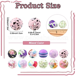 36Pcs 6 Styles Round Food Grade Eco-Friendly Silicone Focal Beads&nbsp;SIL-YW0002-33A