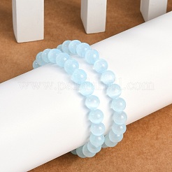 Dyed Natural Selenite Round Beaded Stretch Bracelets for Women&nbsp;G-U005-02G
